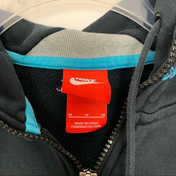 Nike Black Full Zip Hoodie Athletic Sweatshirt Medium Y2K - Picture 3 of 5